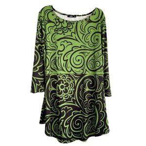 LILY Black & Green Swing Dress - Size L